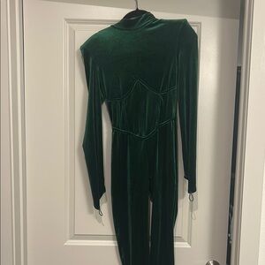 Fashion Nova Green Velvet Jumpsuit